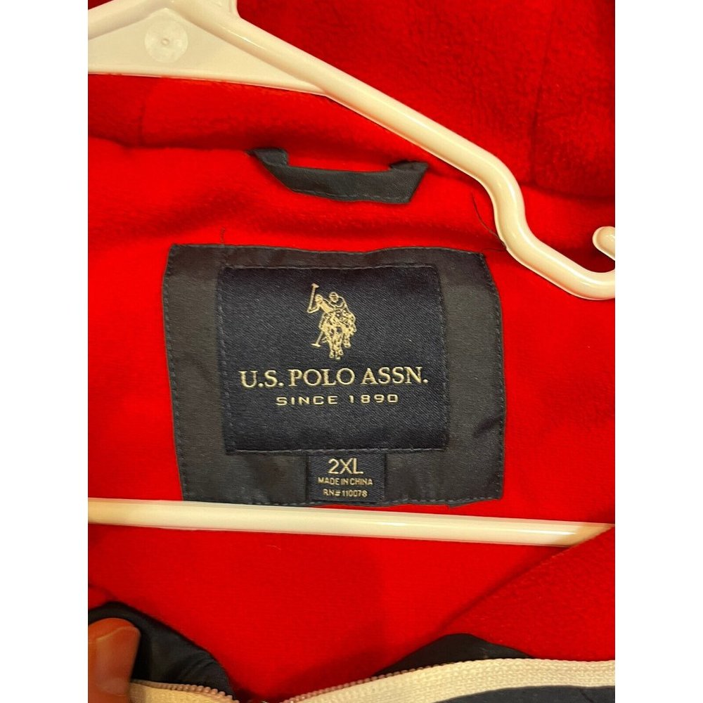 U.S. Polo Assn. Mens Classic Navy Color Block Polar Fleece Jacket 2XL - Picture 4 of 7